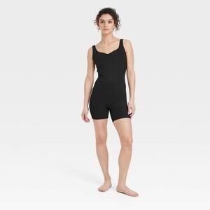 NWT~ All in Motion sz XS Brushed Sculpt Bodysuit Short Active Romper Black Gym